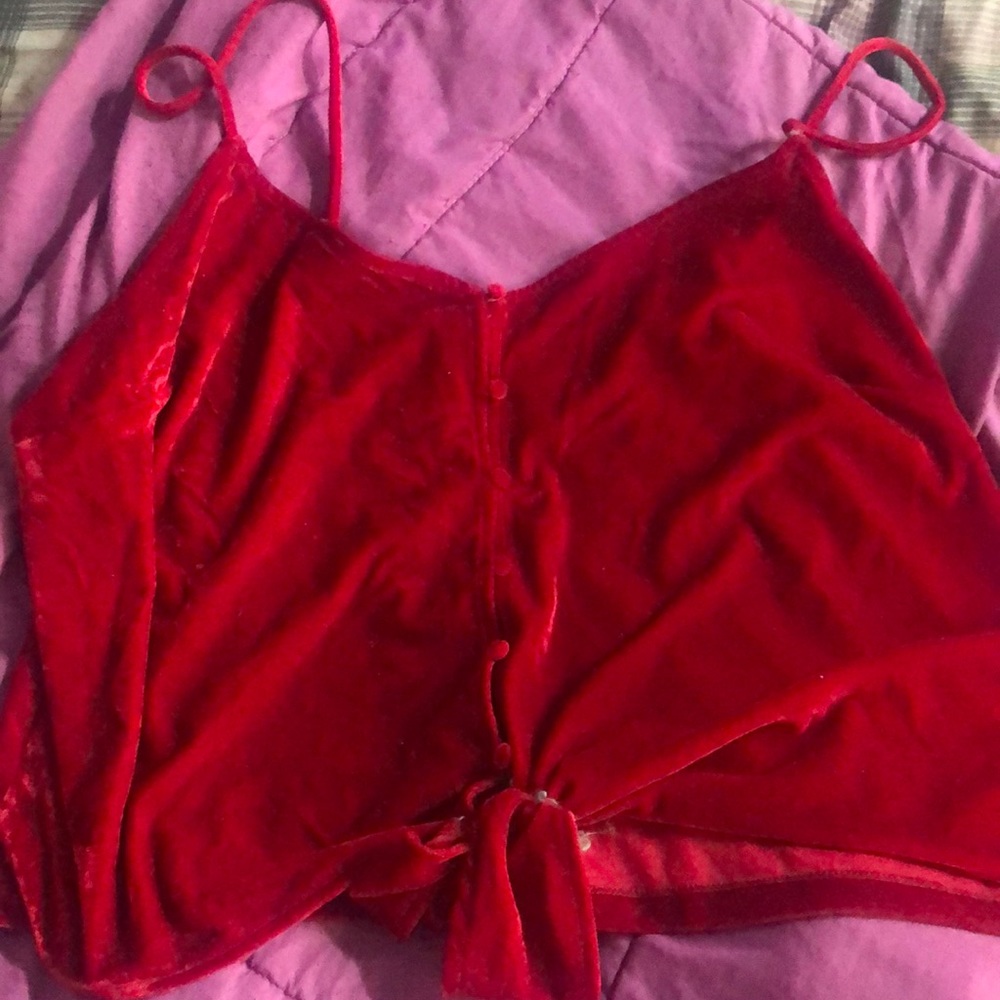 Plus size velvet tie front top